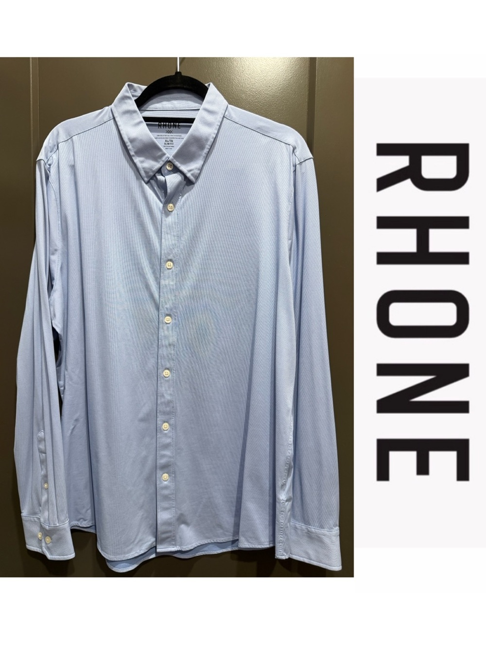 Rhone | Commuter Dress Shirt | XL | Blue & White